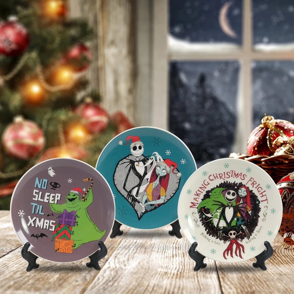 Disney Nightmare Before Christmas 3pc Decorative Plate Set Jack Sally Oogie NEW